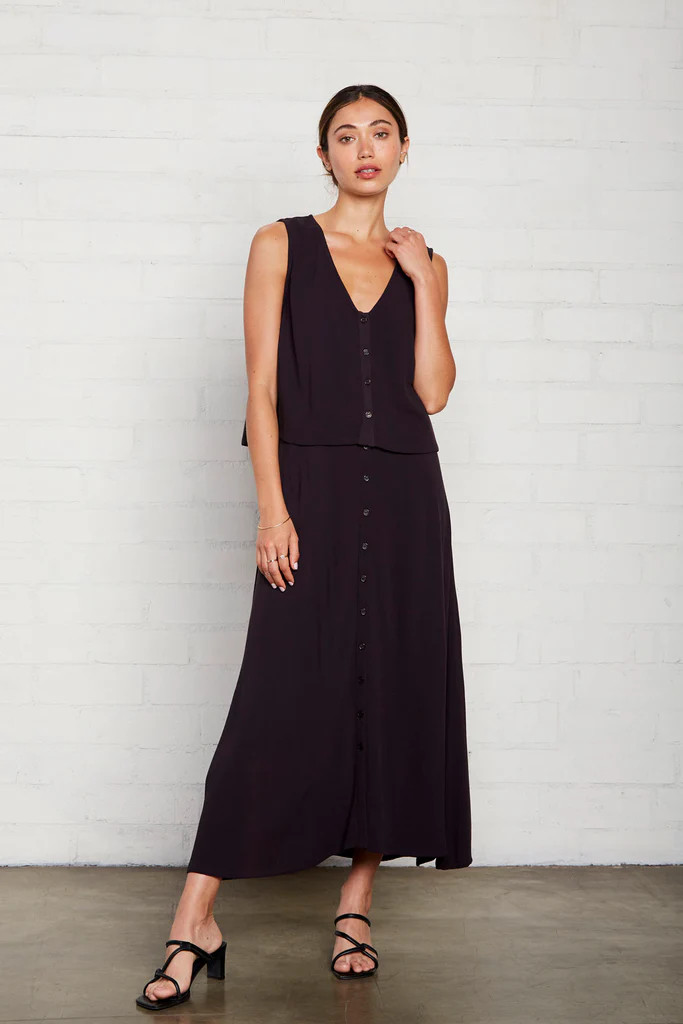 Pucker Rayon Ainsley Skirt - Faded Black FA193192KR | Rachel Pally