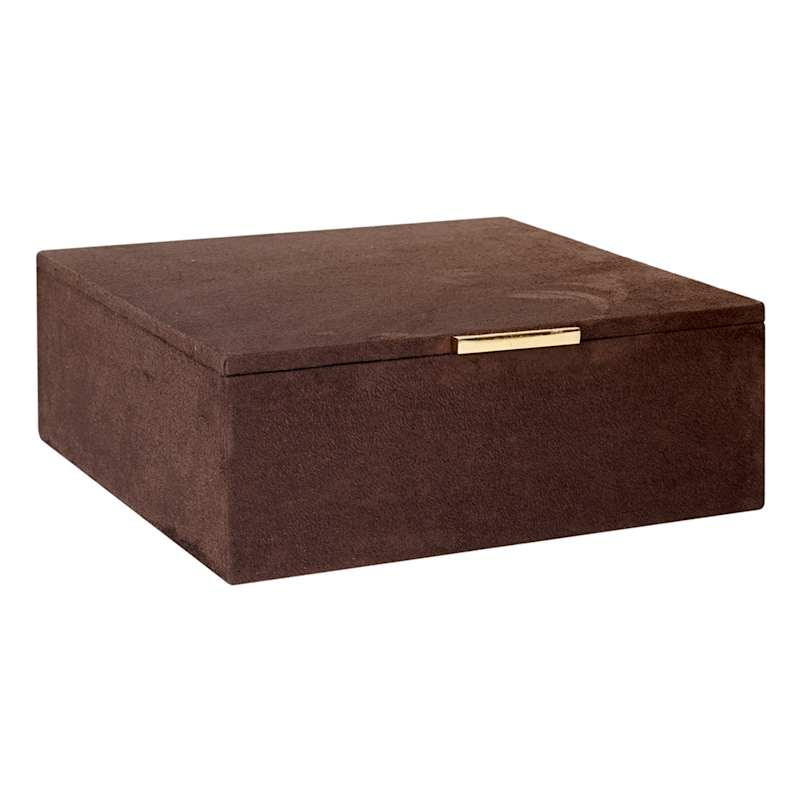 Brown Suede Decorative Box, 9x3 | At Home