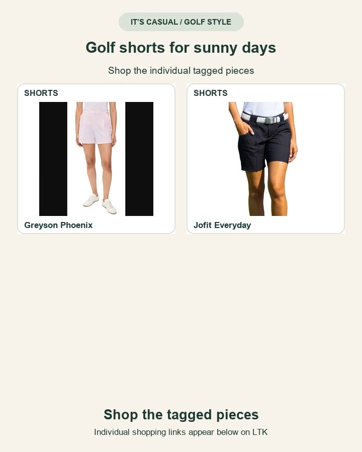 Golf shorts for sunny days — Greyson Phoenix and Jofit Everyday. Shop the exact tagged pieces. Affiliate links: I may earn a commission. Music: Wallpaper by Kevin MacLeod (incompetech.com). Licensed under CC BY 4.0: https://creativecommons.org/licenses/by/4.0/. Edited to 15 seconds; volume adjusted and fades added. 

 #LTKTravel