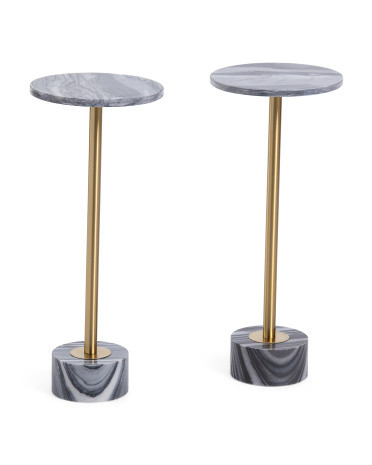 2pk 24in Marble Metal Accent Tables | TJ Maxx