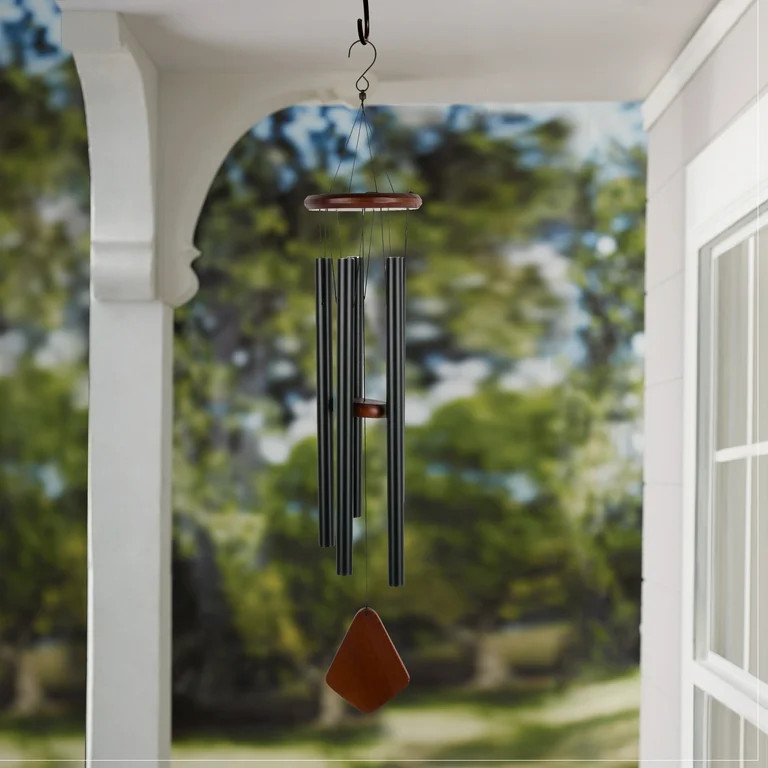 Mainstays 30"H Black Pine Metal Outdoor Wind Chime | Walmart (US)