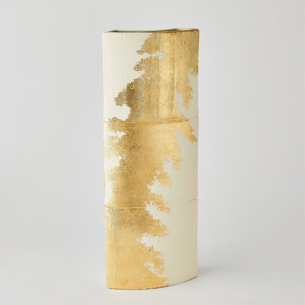 Splashy Large Gold Leaf Vase In Gold Leaf | 1stopbedrooms