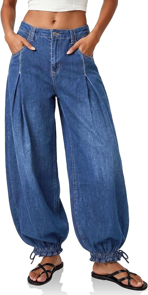 Cicy Bell Womans Baggy High Waisted Balloon Pleated Wide Leg Jeans | Amazon (US)