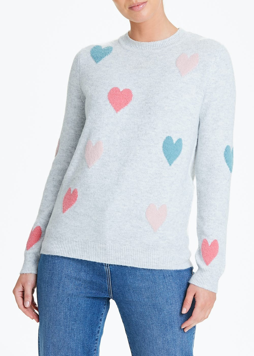 Grey Marl Heart Print Jumper – Grey | Matalan (UK)