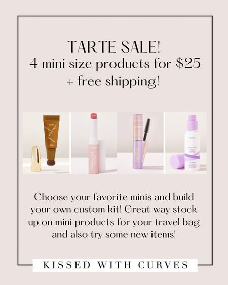 Tarte Cosmetics Sale! 4minis for $25 + free shipping! Choose from your favorite minis and build your own custom kit! Great way to stock up on mini products for your travel bag and great way to try new items without having to buy full sizes. Lots of different products to choose from in just about every category! 

Tarte makeup, Tarte shape tape concealer, Tarte tubing mascara, Tarte Tarte, eyeliner, lip gloss, fake awake stick, maracuja juicy lip, bronzer, beauty gift guide, everyday makeup, beauty essentials, makeup essentials

#LTKBeauty #LTKSaleAlert #LTKTravel