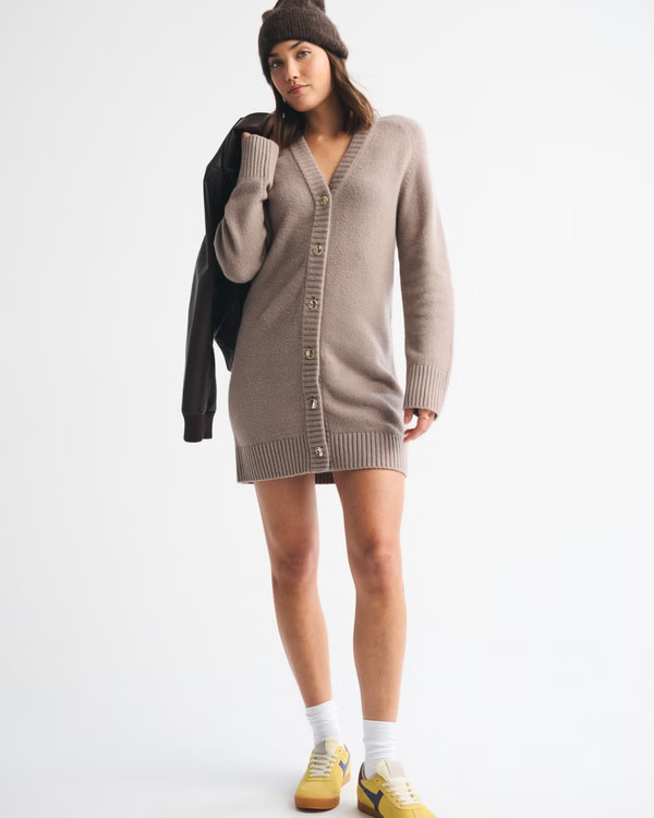 Women's Long-Sleeve Cardigan Mini Sweater Dress | Women's Dresses & Jumpsuits | Abercrombie.com | Abercrombie & Fitch (US)