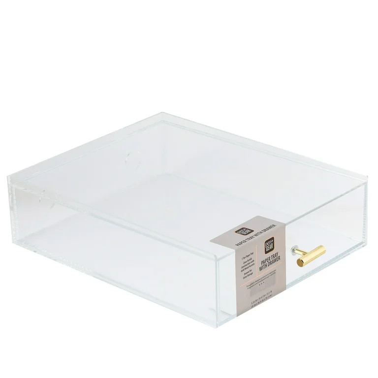 Pen+Gear Acrylic Paper Tray with Drawer, 3.54 in x 10.47 in x 13.5 in, Clear - Walmart.com | Walmart (US)