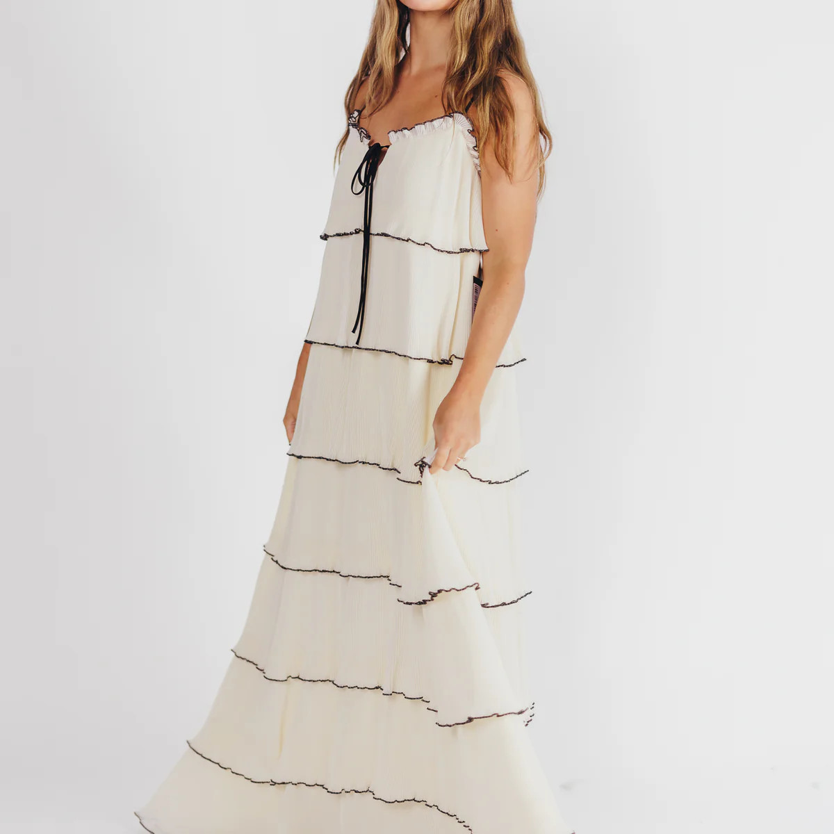 Parisian Dream Tiered Maxi Dress in Cream | Worth Collective