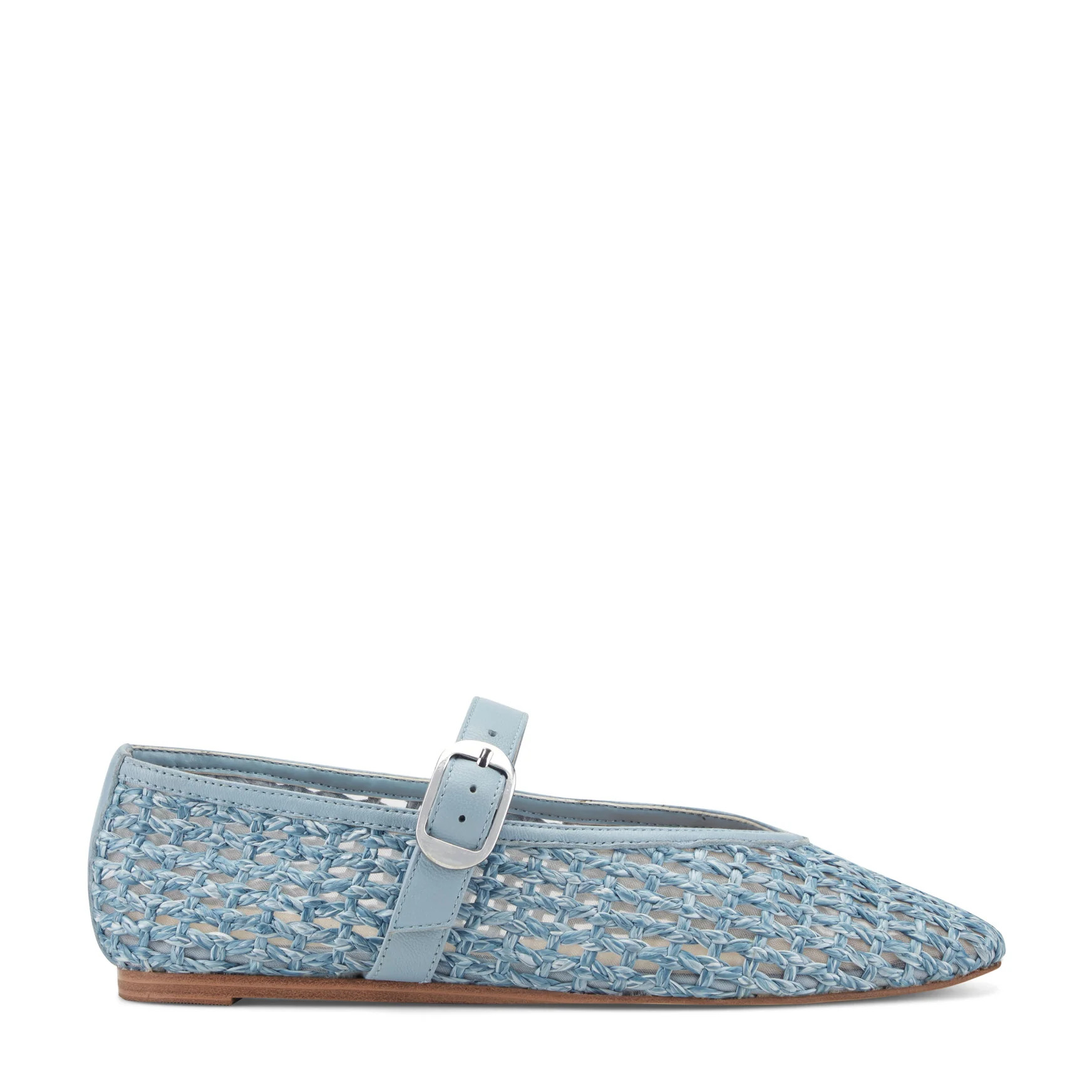 Women's Godea Mary Jane Ballet Flat - Light Blue Raffia | Marc Fisher Footwear | Marc Fisher