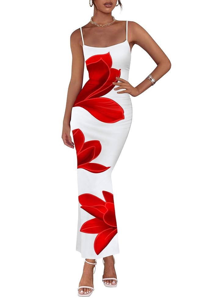 PRETTYGARDEN Womens Floral Maxi Dress Summer 2025 Sexy Spaghetti Strap Slip Bodycon Mesh Beach Va... | Amazon (US)