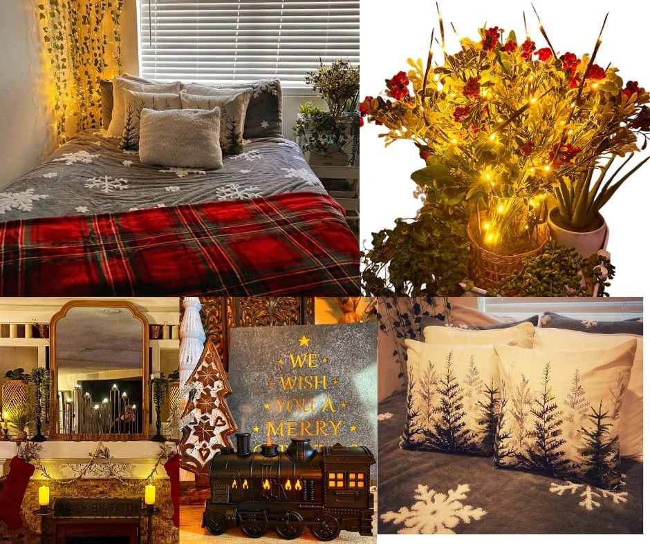 Many of the items that I used to decorate one of my kids rooms for the holidays are on sale in the @Amazon Cyber sale nowI have been using these same ideas over the years to decorate my home for the holidays at affordable prices! 

1) Use all kinds of different lighting. This is key to creating that cozy ambiance. I particularly love battery lit candles and votives, these string lights thar are great behind curtains or with greenery, and these branch lights you can mix in with any faux plants for extra lighting. 

2) Update their bedding with these super affordable pillow covers and a throw. My kiddo lived this comforter set (and its on sale), but you can go with a solid color that works year round, and then spend around $20 for a throw and pillow covers to update it for the holidays! 

3) I like to pick one special item each year to add to my holiday decor. This year it was this train diffuser. It hits so many things… has some ambient lighting, I use it to fill the air with my essential oils so it smells great, and it is a cute piece of holiday decor even when its not on! 

#ad #founditonamazon #WinterFavorites2025

#LTKCyberWeek #LTKSaleAlert #LTKHoliday