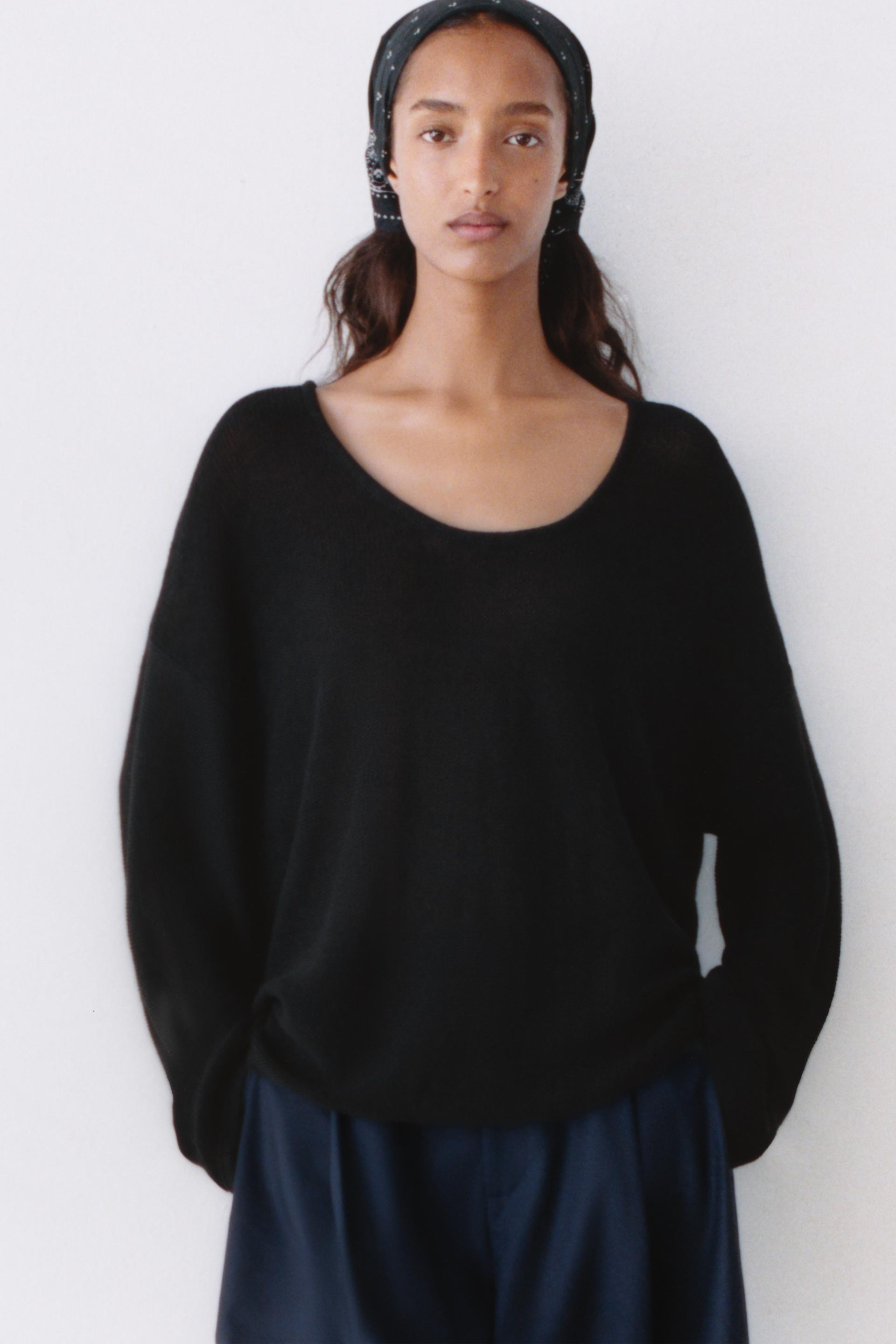 Zara - Knit Crew Neck Jumper - Black - M - Woman | Zara US
