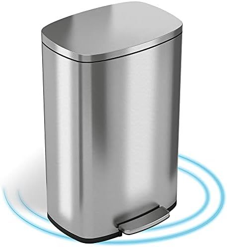 iTouchless SoftStep 13.2 Gallon Stainless Steel Step Trash Can with Odor Control System, 50 Liter... | Amazon (US)