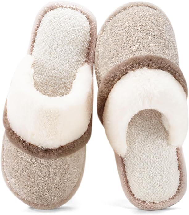 Cozy Slippers for Women Indoor and Outdoor Fuzzy House Shoes with Memory Foam Anti-Skid Sole Gift... | Amazon (US)