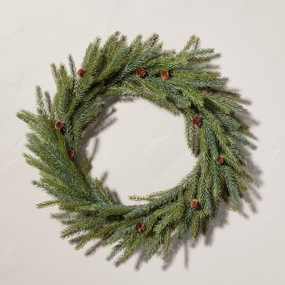 26" Faux Spruce & Pinecone Christmas Wreath - Hearth & Hand™ with Magnolia | Target