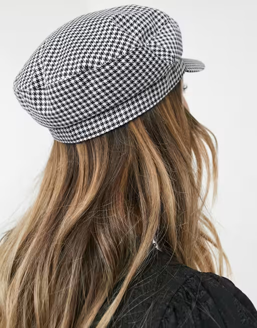 Pieces baker boy cap in houndstooth | ASOS (Global)