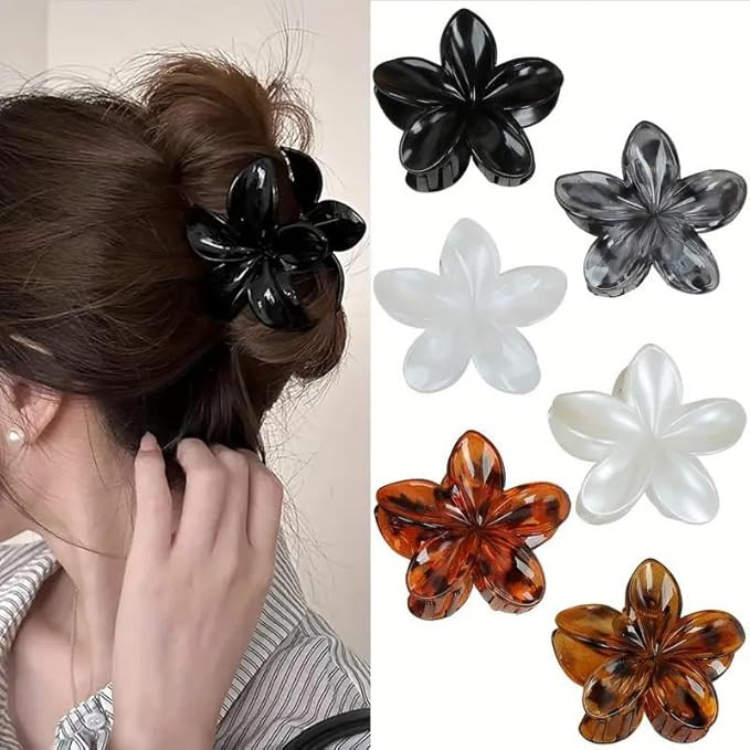 6PCS Flower Hair Clips, Large Claw Clips for Women Thick Hair, Non Slip Strong Hold for Women Thi... | Amazon (US)
