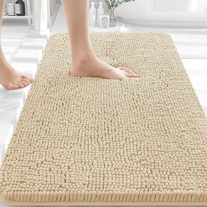 OLANLY Bathroom Rugs 30x20, Extra Soft Absorbent Chenille Bath Rugs, Rubber Backing Quick Dry, Ma... | Amazon (US)
