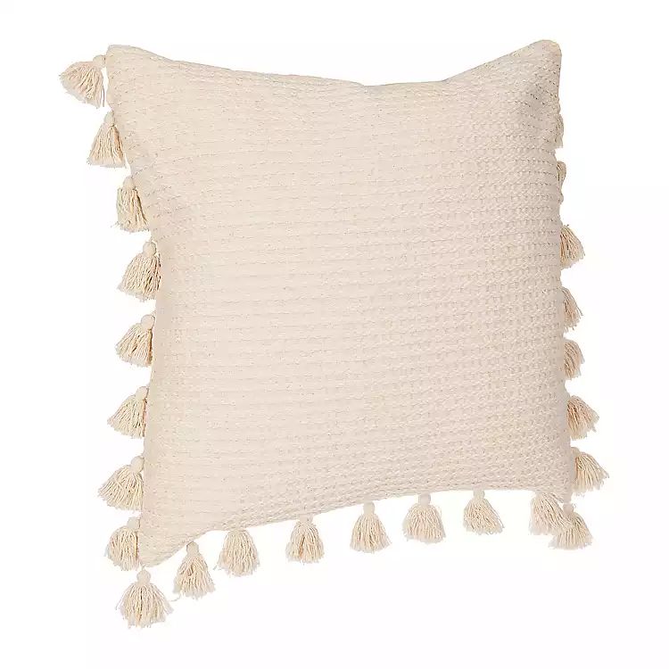 Woven Textured Pillow with Tassels | Kirkland's Home