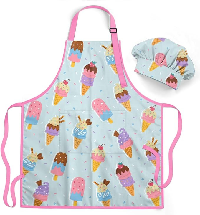 SANDJEST Kids Apron with Chefs Hat Set, Kitchen Apron Gifts | Amazon (US)