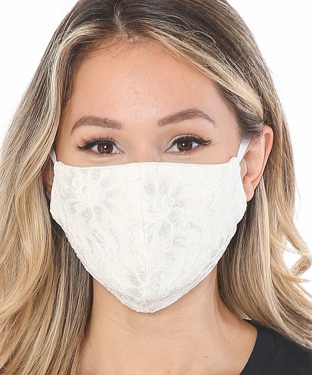 Lenovia Women's Fabric Face Masks MULTI - White Lace Adjustable Non-Medical Face Mask | Zulily