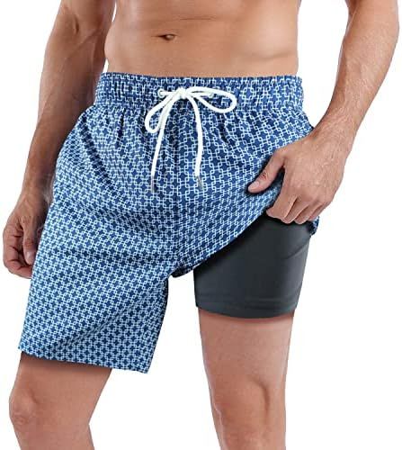 QRANSS Mens Swim Trunks with Compression Lined 7'' Swim Shorts Quick Dry Swimwear Boardshorts wit... | Amazon (US)