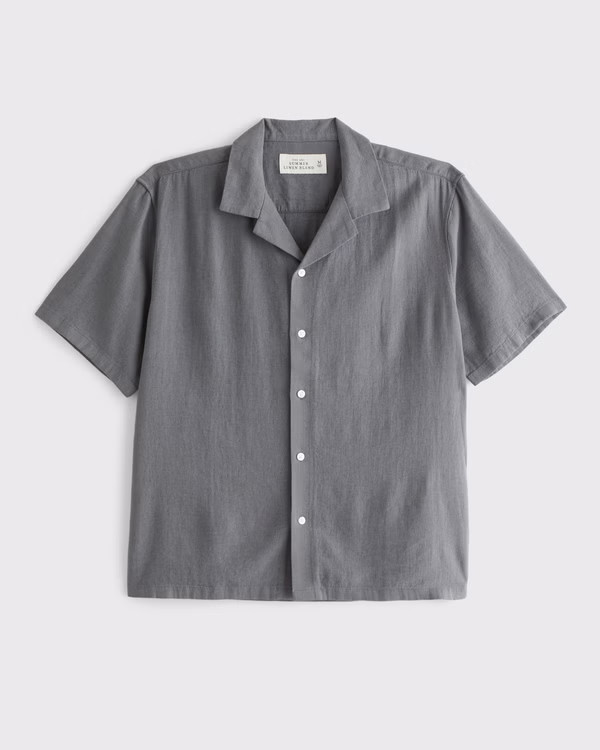 Camp Collar Summer Linen-Blend Shirt | Abercrombie & Fitch (US)