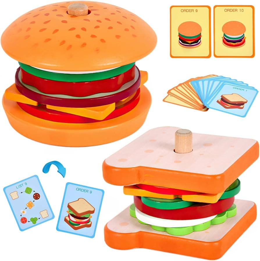 Montessori Toys for 3 Year Olds Wooden Stacking Puzzle Toys Puzzle Blocks for Toddlers DIY Presch... | Amazon (UK)
