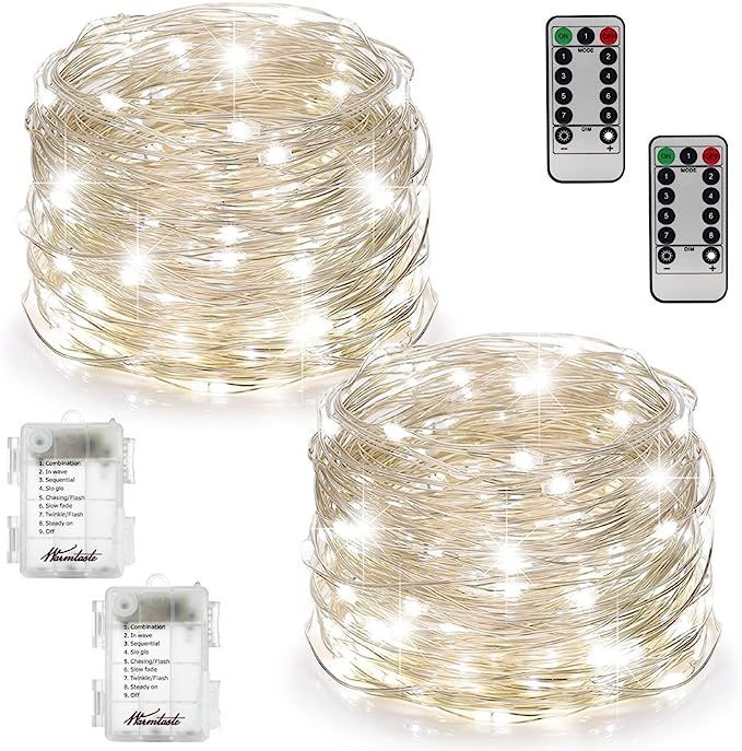 2 Set Fairy Lights Fairy String Lights Battery Operated Waterproof 8 Modes 100 LED 33ft Copper Wi... | Amazon (US)