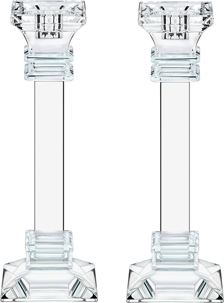 Crystal Candle Holders Set of 2-9.2" Tall Crystal Candlestick Holders - Ultra Elegant & Modern Ce... | Amazon (US)