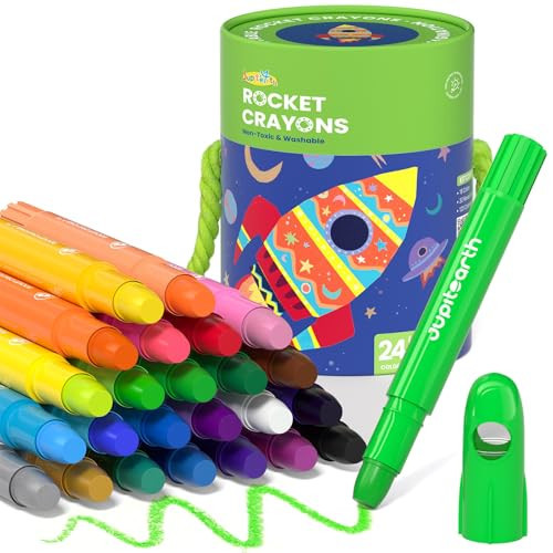 JUPITEARTH 24 Colors Twist Crayons for Toddlers 1-3, Non-Toxic Washable Crayons for Ages 4-8 with Storage Bucket, Ultra-Silky and Easy to Hold Art Supplies, Ideal Christmas Gift for Boys and Girls | Amazon (US)