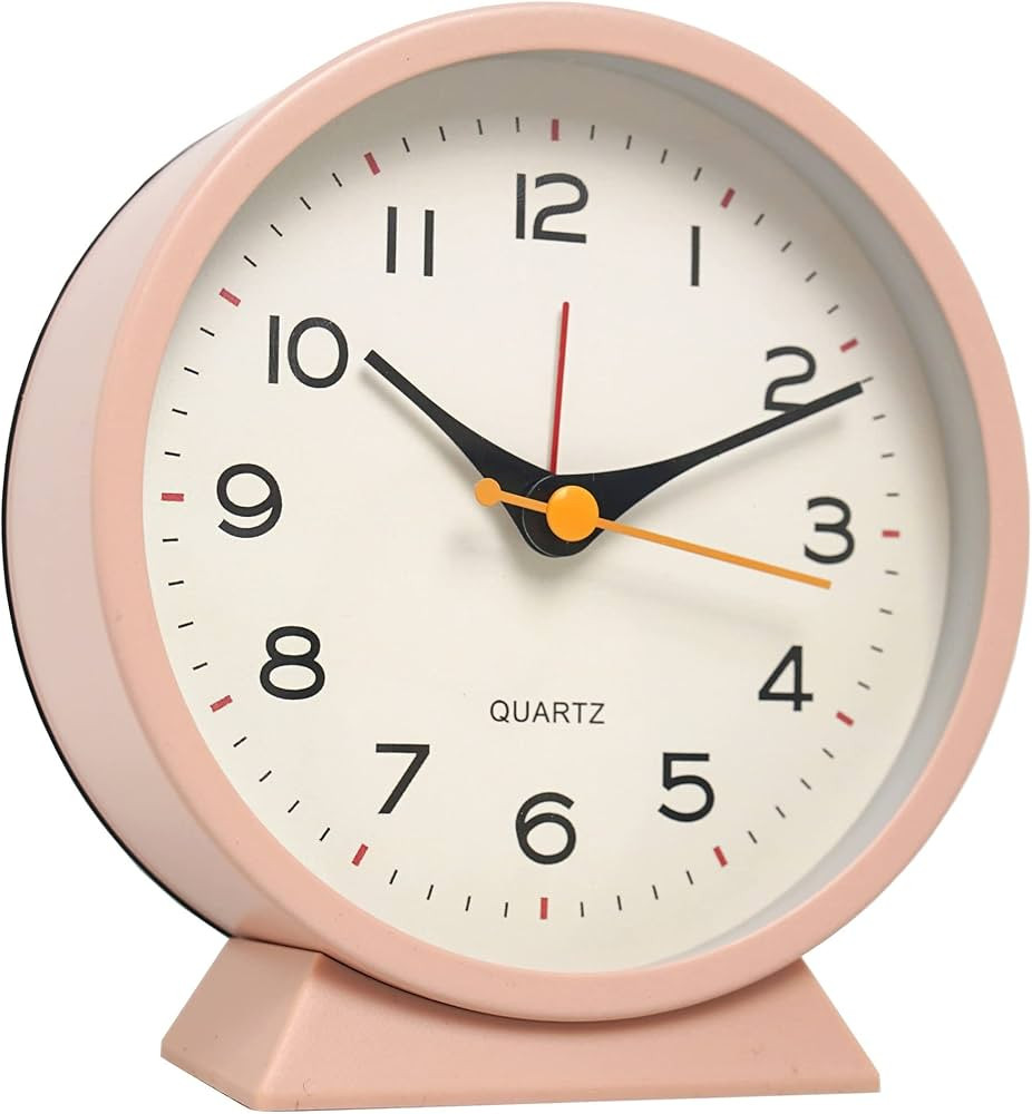 SHISEDECO 4.5" Battery Operated Antique Retro Analog Alarm Clock, Small Silent Bedside Desk Metal... | Amazon (US)