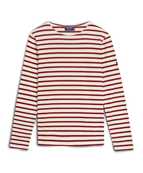 MINQUIERS MODERN - Authentic Breton Stripe Shirt | Soft Cotton | Men Fit (ECRU / MAROON) | Saint James USA