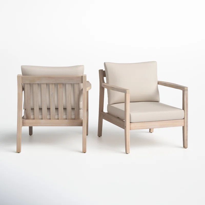 Amina Outdoor Solid Wood Acacia Chair with Cushions | Wayfair North America