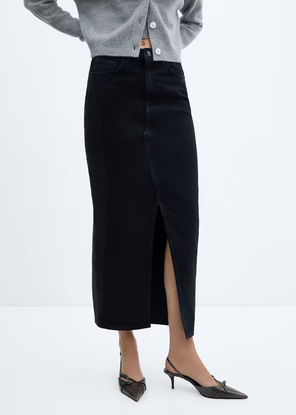 Slit denim skirt | MANGO (US)