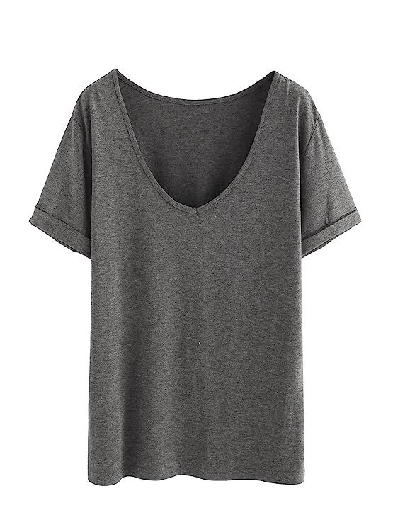 SHEIN Women's Summer Short Sleeve Loose Casual Tee T-Shirt | Amazon (US)