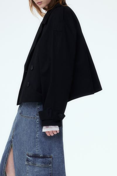 Short twill pea coat - Beige - Ladies | H&M GB | H&M (UK, MY, IN, SG, PH, TW, HK)