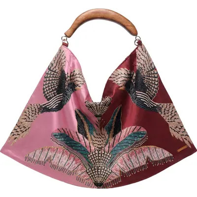 FARM Rio Scarf Large Hobo Bag in Birds Refuge Dark Re at Nordstrom | Nordstrom