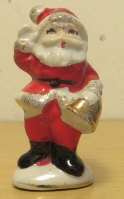 Vintage Japan Christmas Waving SANTA CLAUS Figurine Ceramic Porcelain Gold RARE | eBay US