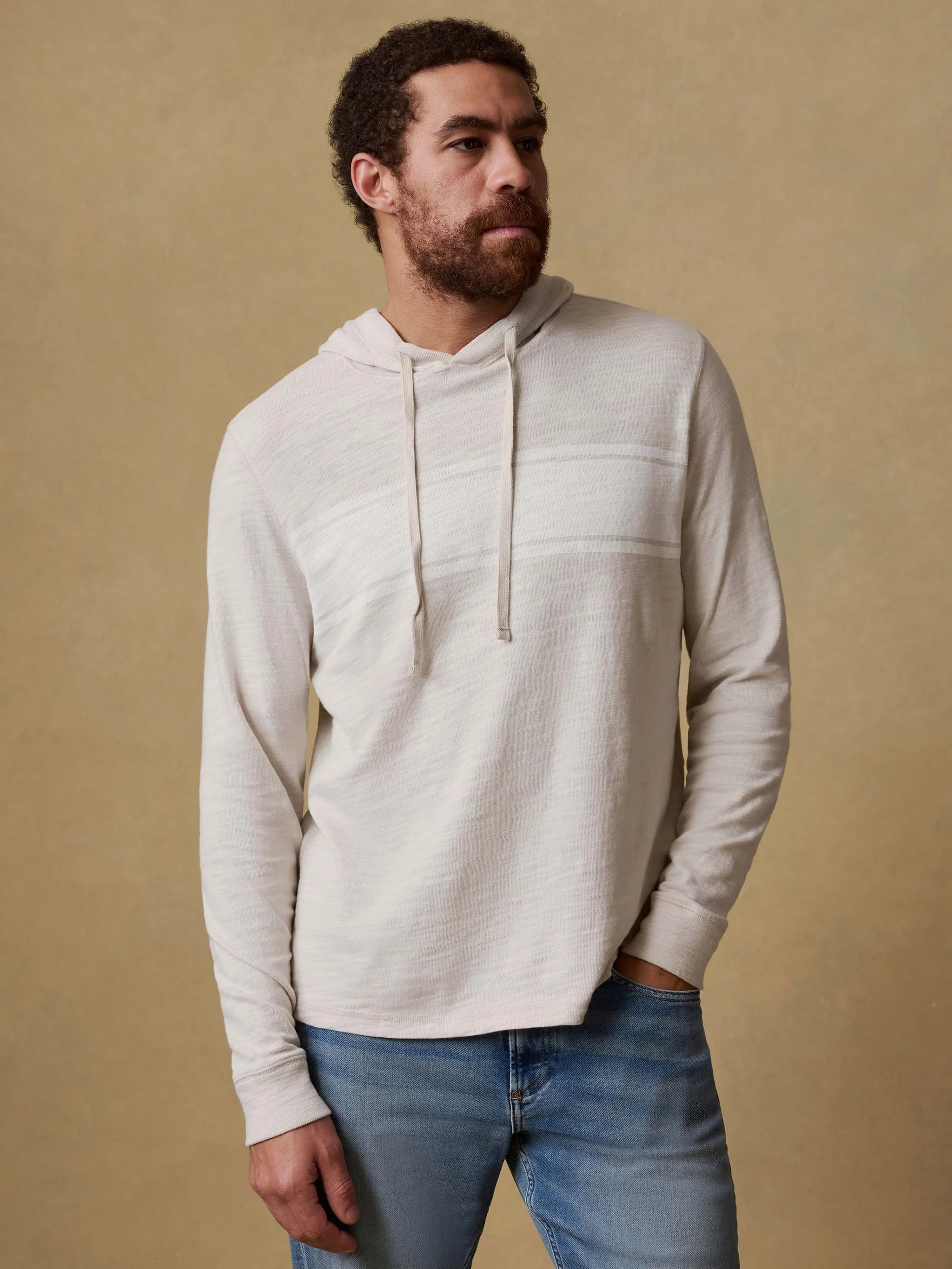 Sunwashed Midweight Organic Hoodie - Ice Grey Surf Stripe | Faherty
