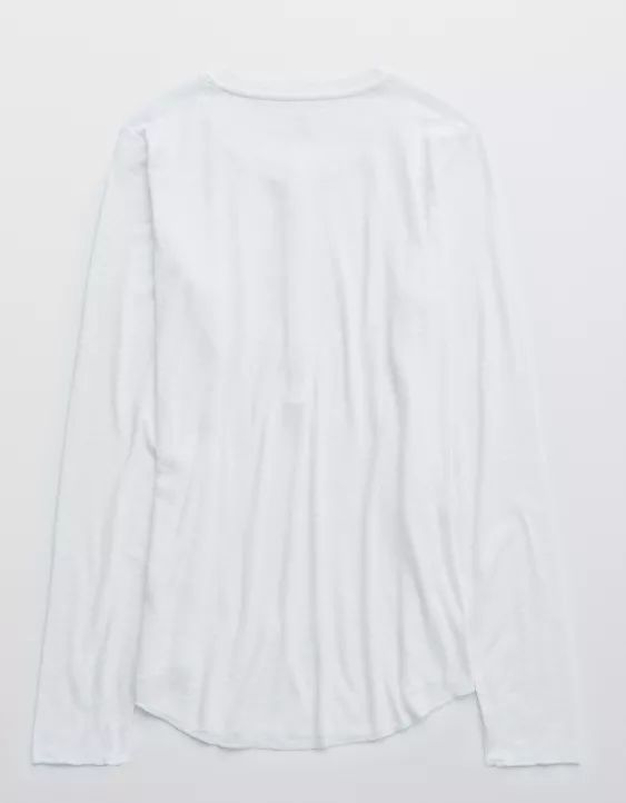 Aerie Ribbed Henley Long Sleeve T-Shirt | American Eagle Outfitters (US & CA)