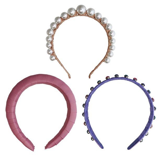 Women's Adult 3 Piece Pearl, Velvet, and Ribbon Headband Set - Walmart.com | Walmart (US)