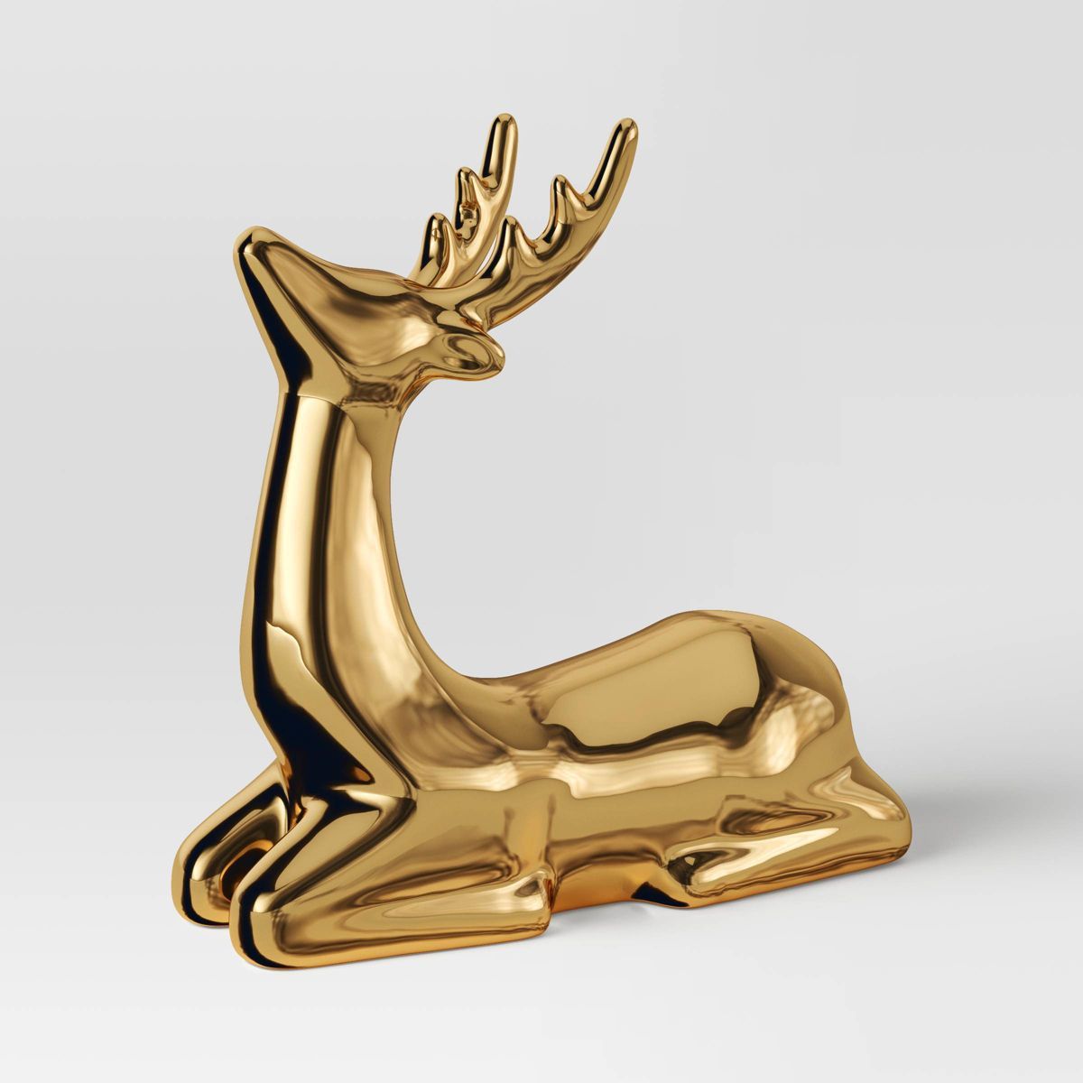 8.75" Plated Ceramic Sitting Deer Animal Christmas Figurine - Wondershop™ Gold | Target