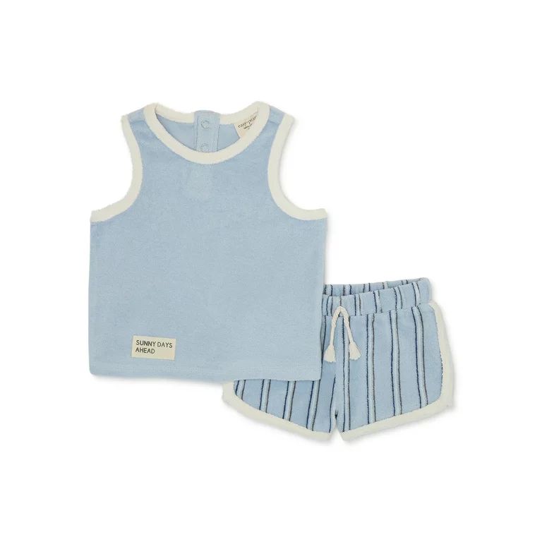 easy-peasyeasy-peasy Baby's Terry Cloth Tank Top and Dolphin Shorts Outfit Set, 2-Piece, Sizes 0M... | Walmart (US)