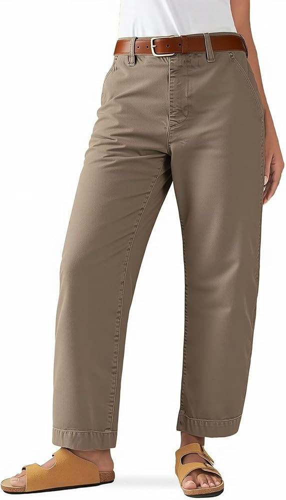 Flamingals Straight Leg Low Rise Barrel Pants for Women Casual Stretchy Vintage Cropped Pants for... | Amazon (US)