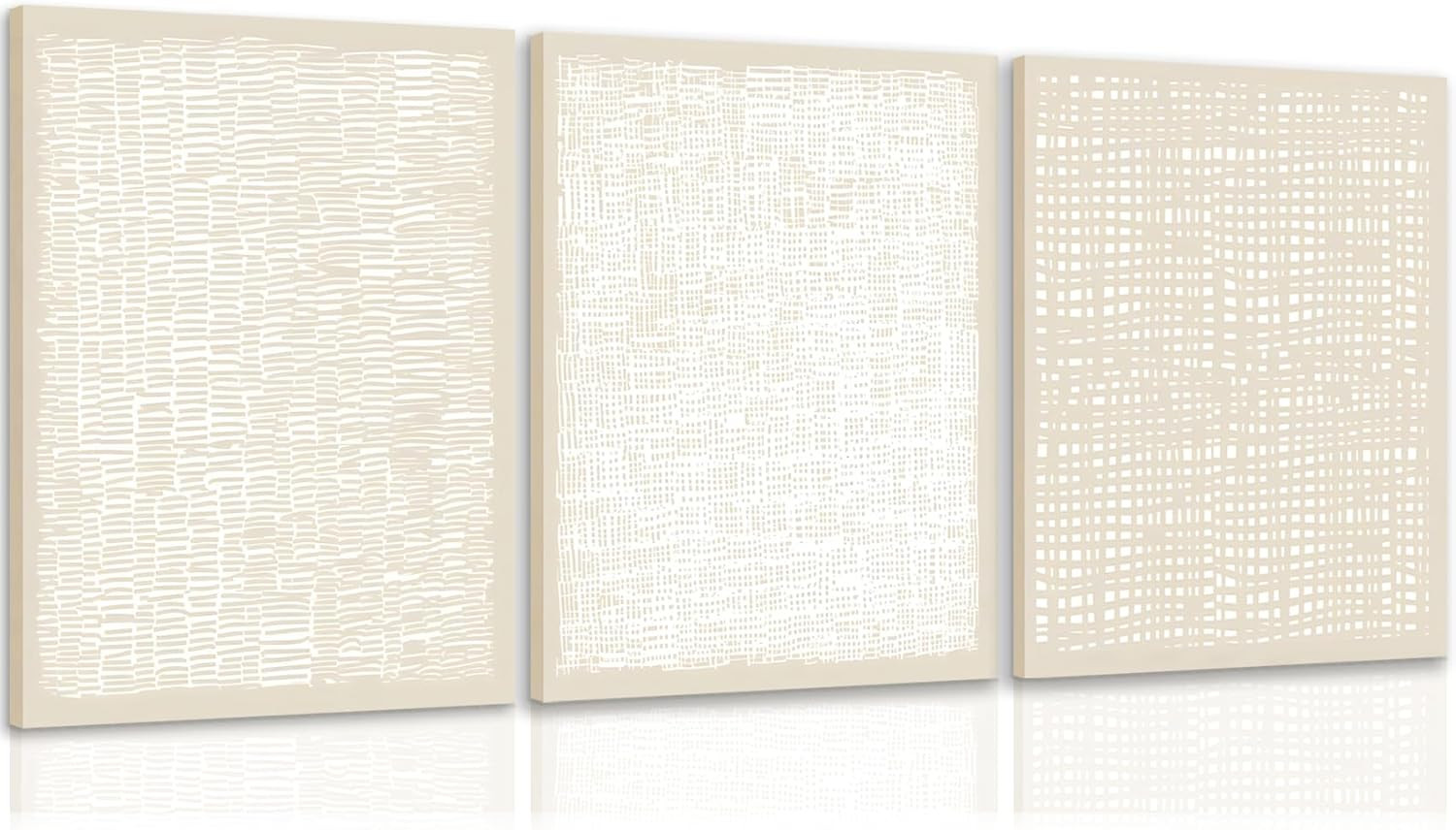 Wall Art Beige Neutral Boho Prints for Wall Decor Aesthetic Framed Set of 3 Abstract Canvas Minim... | Amazon (US)