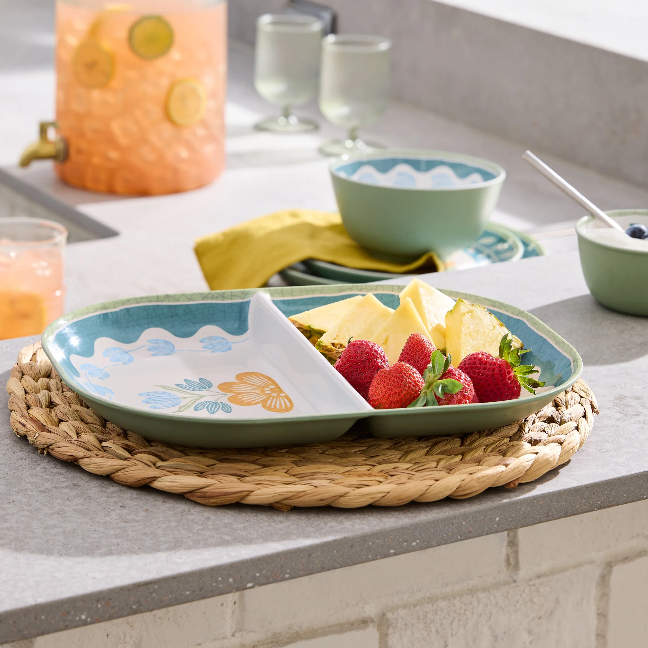 Better Homes & Gardens Bamboo Melamine Flower Divided Serve 13.35 Inch 1Pc | Walmart (CA)