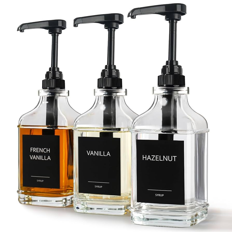 GMISUN Coffee Syrup Dispenser, 16.9 fl oz Syrup Pump Dispenser for Coffee Bar Accessories, Square... | Amazon (US)