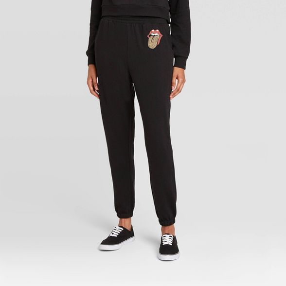 Women's Rolling Stones Graphic Jogger Pants - Black | Target