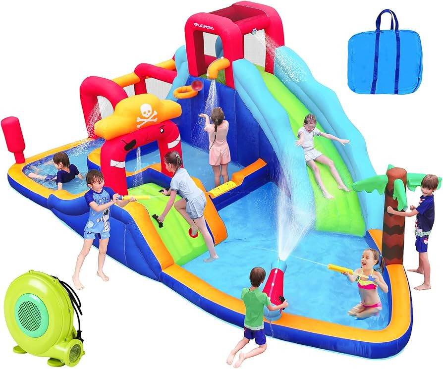 ELEMARA Inflatable Water Slide Bounce House, 10 in 1 Inflatable Water Park with Blower, 2 Slides ... | Amazon (US)